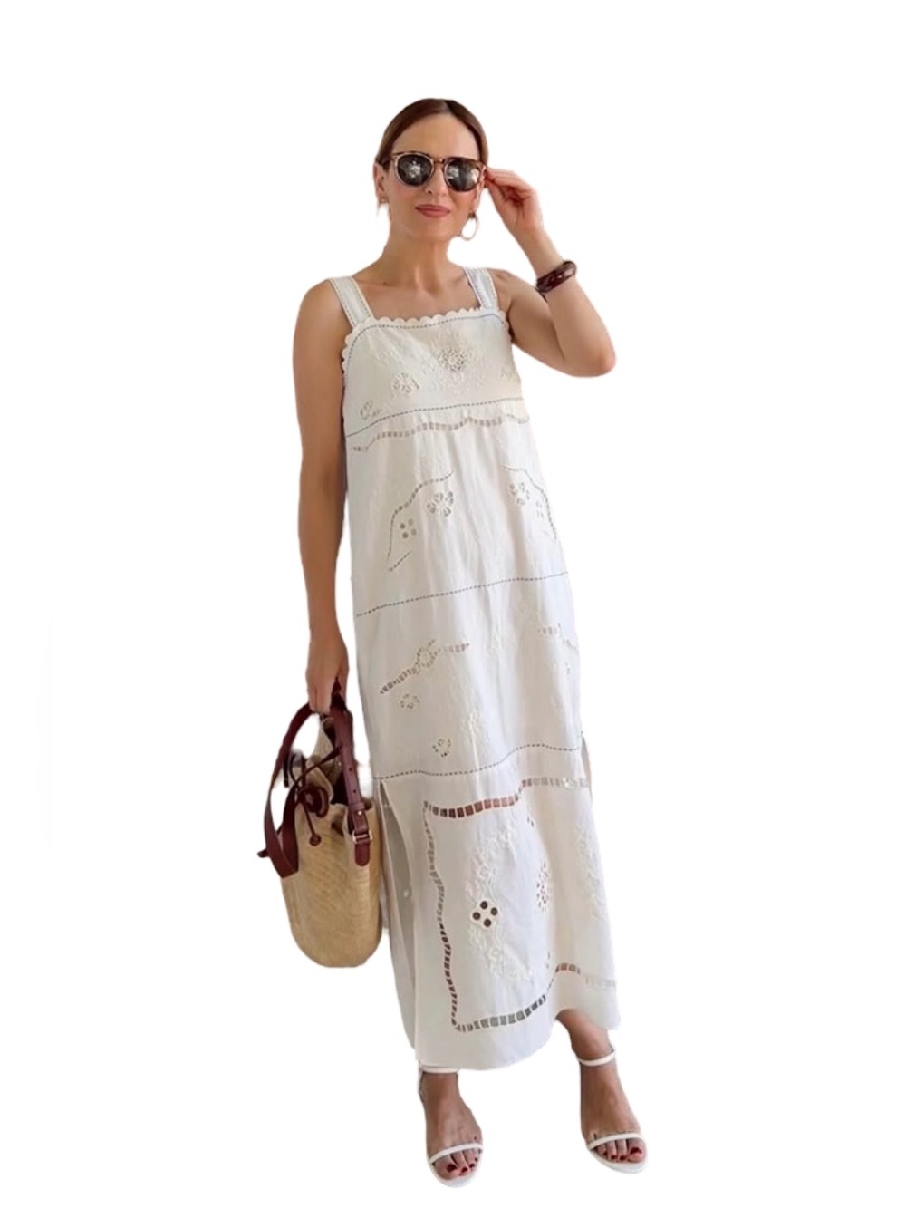ZARA ZW Collection Patchwork Embroidered Dress NWT | Ecru White Midi Dress | XS